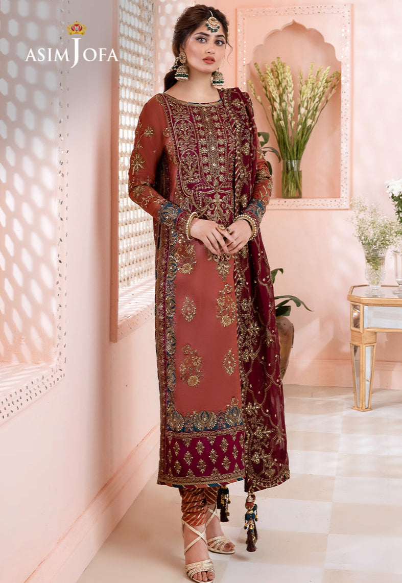3 Piece Stitched MZD-03 - Luxury Embroidered Chiffon | AsimJofa