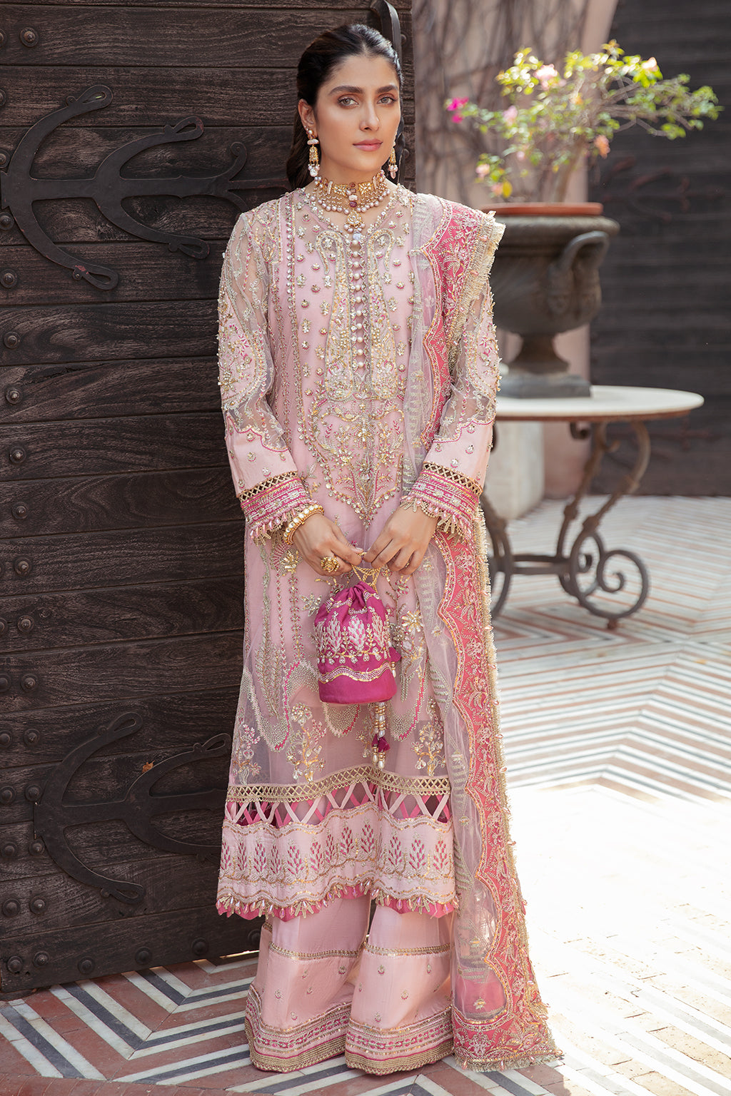 3 Piece Unstitched - Embroidered Poly Net Hand Embellished | Afrozeh