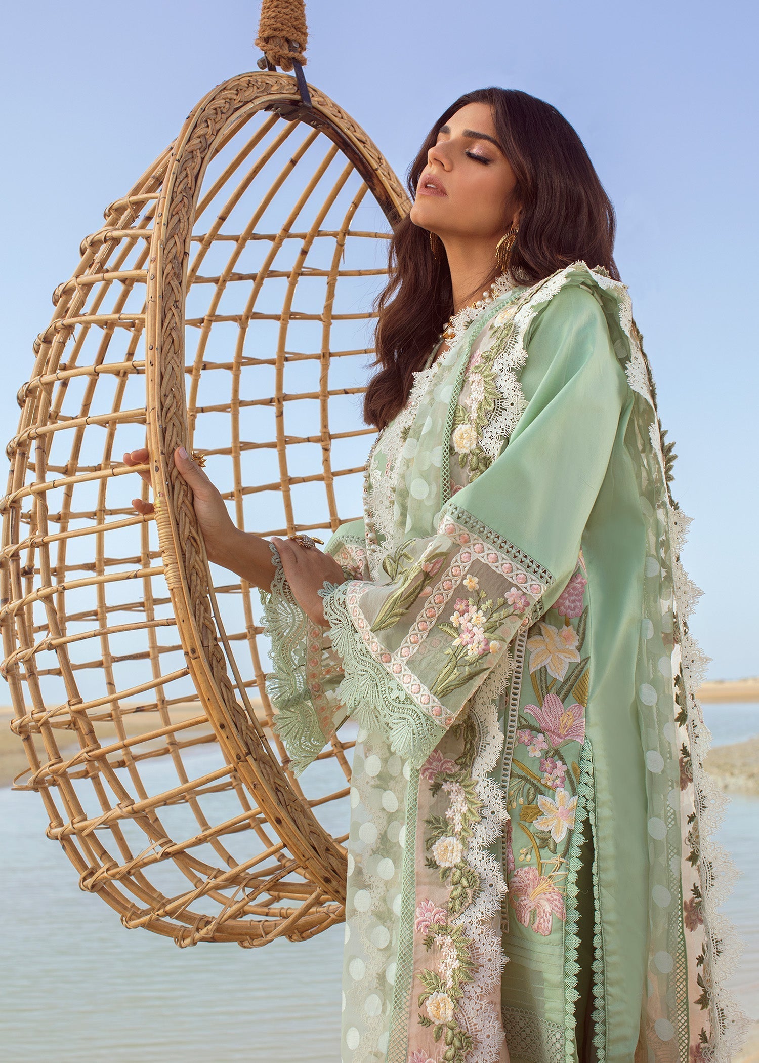 3 Piece Unstitched - Embroidered Chic N Kari Cotton Lawn | Crimson