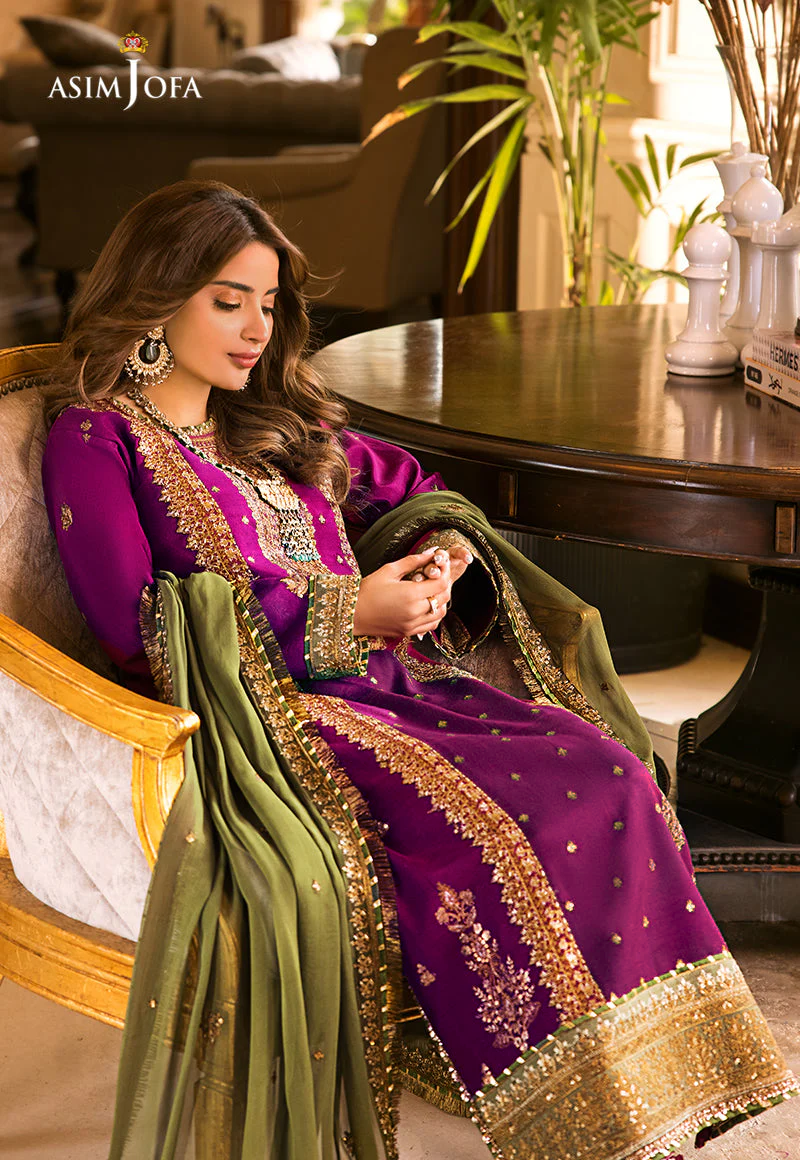 3 Piece Embroidered By ASIM JOFA - STITCHED (Purple)
