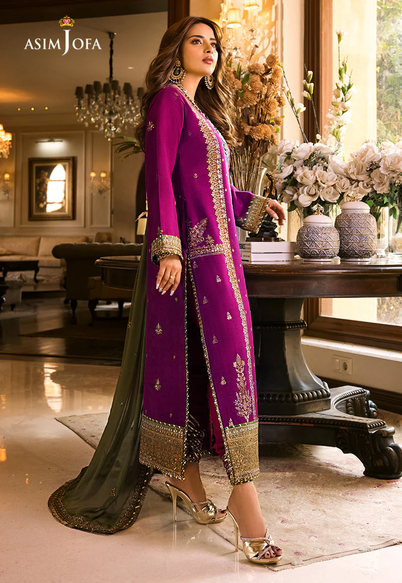 3 Piece Stitched MZD-43 - Embroidered Chiffon Purple | AsimJofa