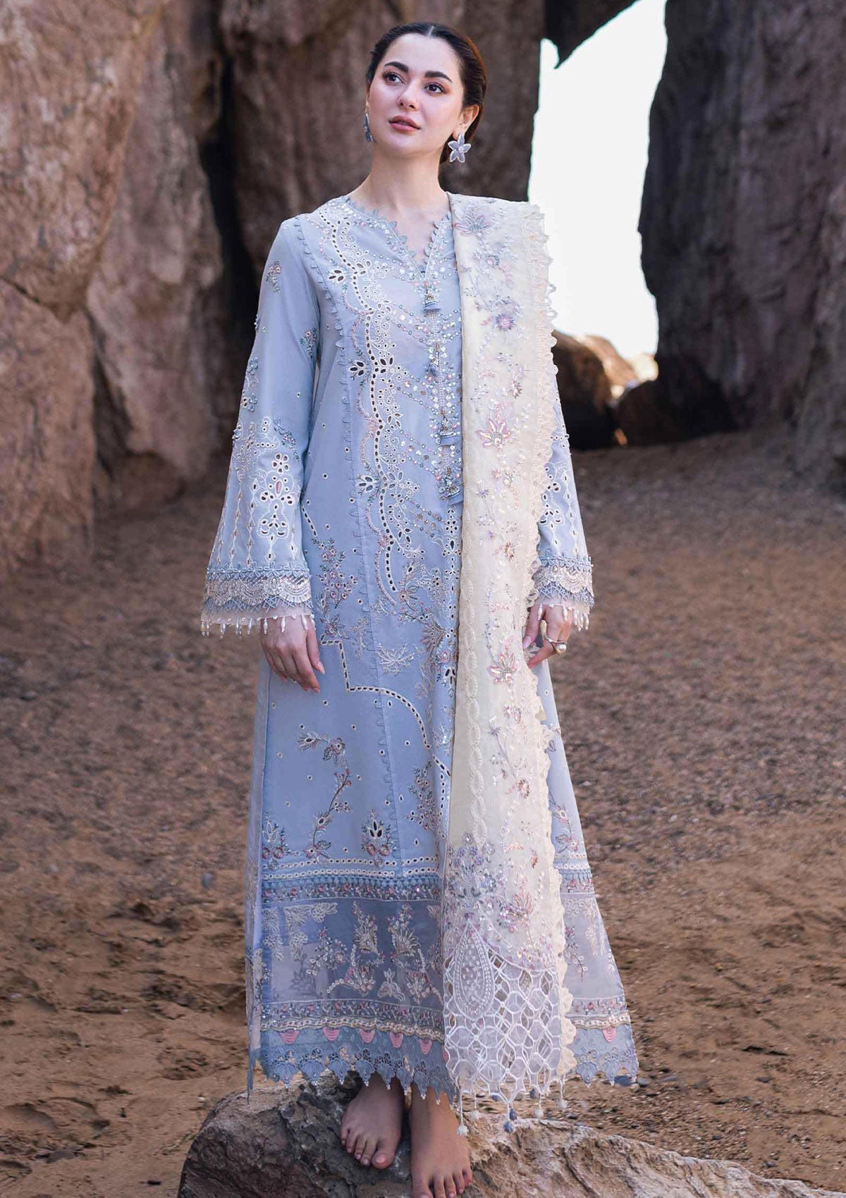 3 Piece Embriodered Chicnkari Lawn By Qalamkar - UNSTITCHED