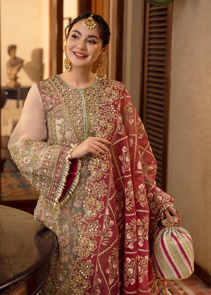 3 piece Unstitched - Embroidered with handwork PS-160 | Crimson