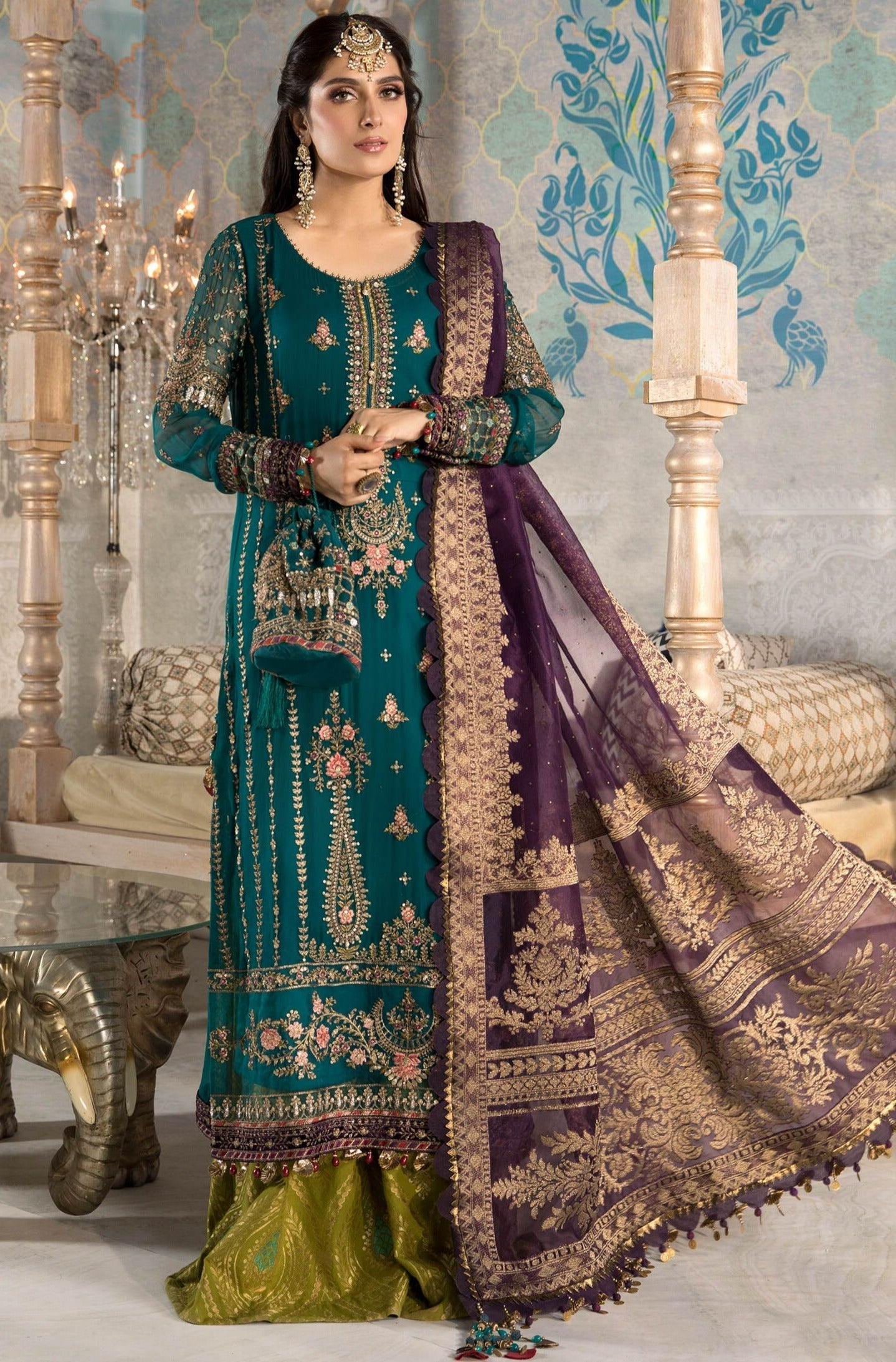 3 Piece Stitched Heavy Embroidered Chiffon ZN-53 | Maria.B