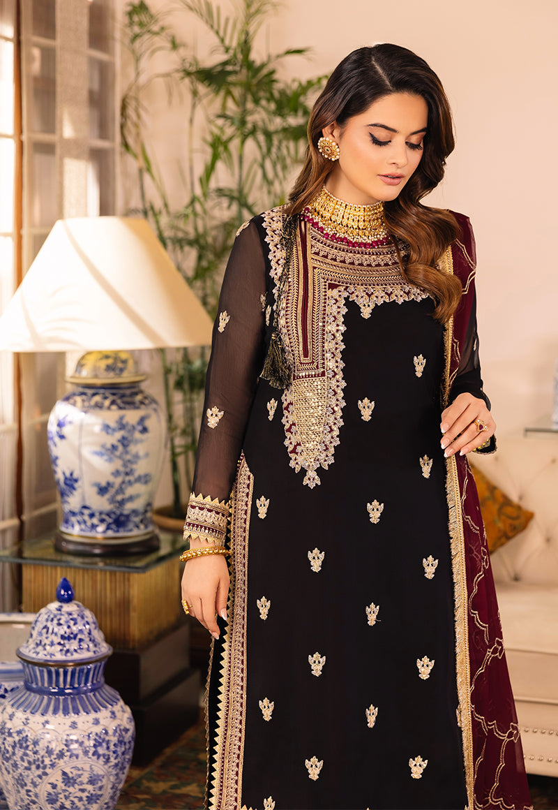 3 Piece Stitched - Embroidered Chiffon ZN-12 | AsimJofa