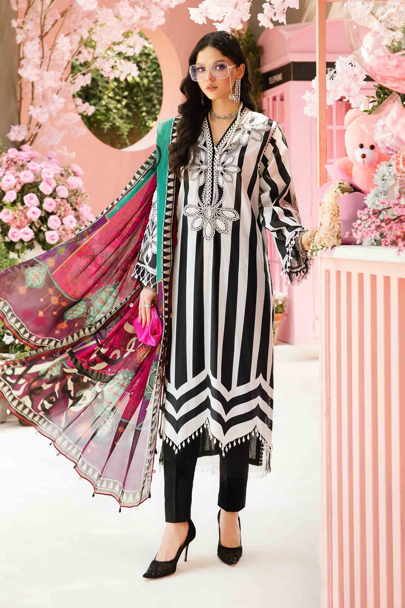 Maria.B 3 Piece Unstitched Embroidered Lawn Suit MPT-2609-B MPRINTS