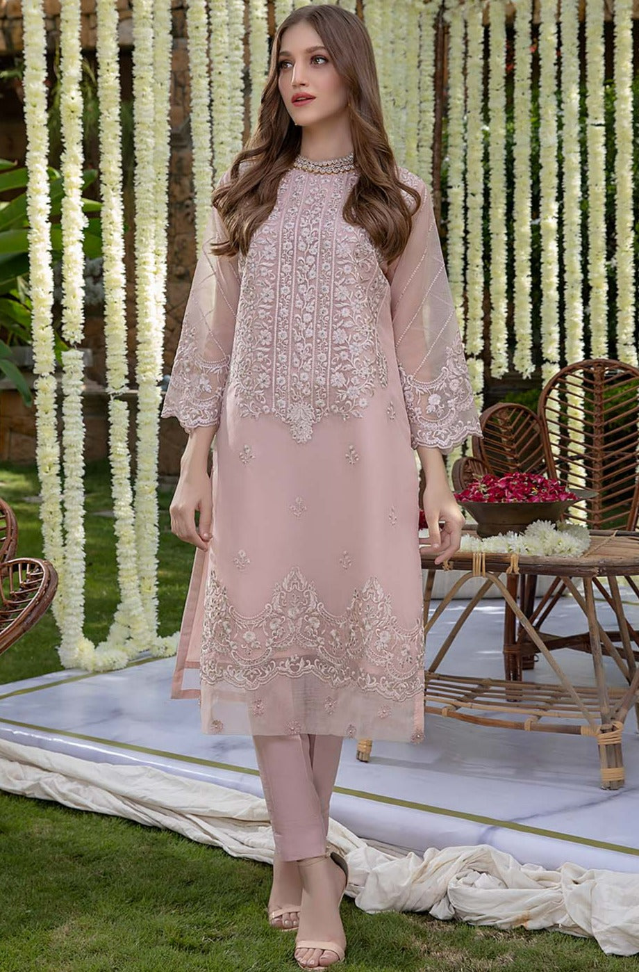 2 Piece Stitched MZD-185 - Sequins Embroidered Organza | Azure