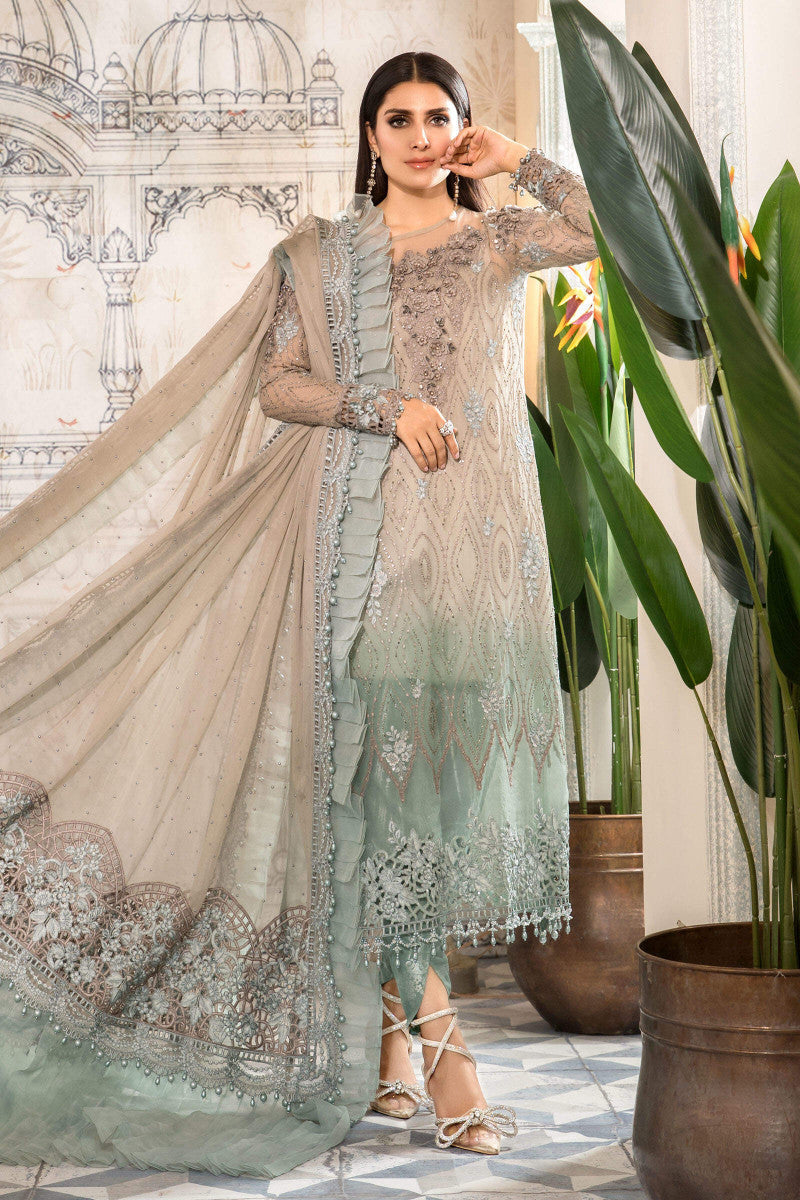 3 Piece Stitched. - Embroidered Pure Chiffon ZN-57 | Maria.B