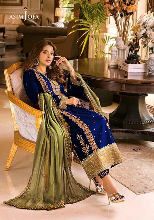 3 Piece Stitched - Embroidered chiffon fabric MZ-52 | AsimJofa