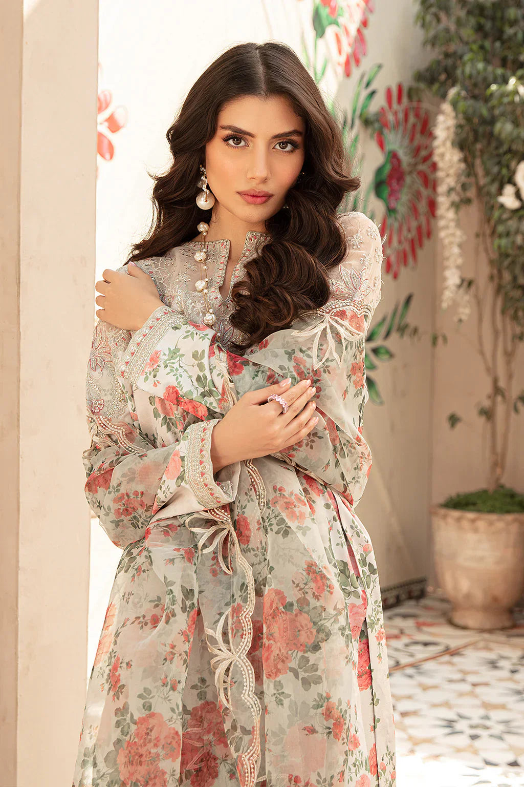 3 Piece Unstitched - Embroidered Swiss Lawn Organza | Vanya