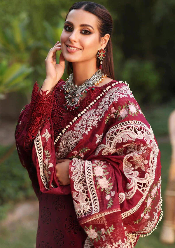 3 Piece Unstitched - Embroidered Chikankari Lawn Cotton | KAHF