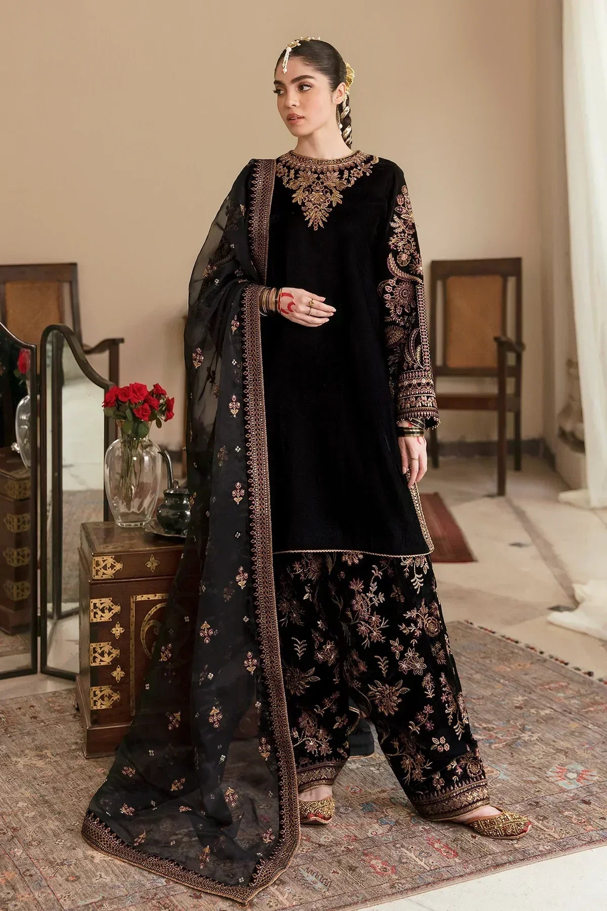 3 Piece Stitched - Embroidered Velvet ZN-10 | Baroque