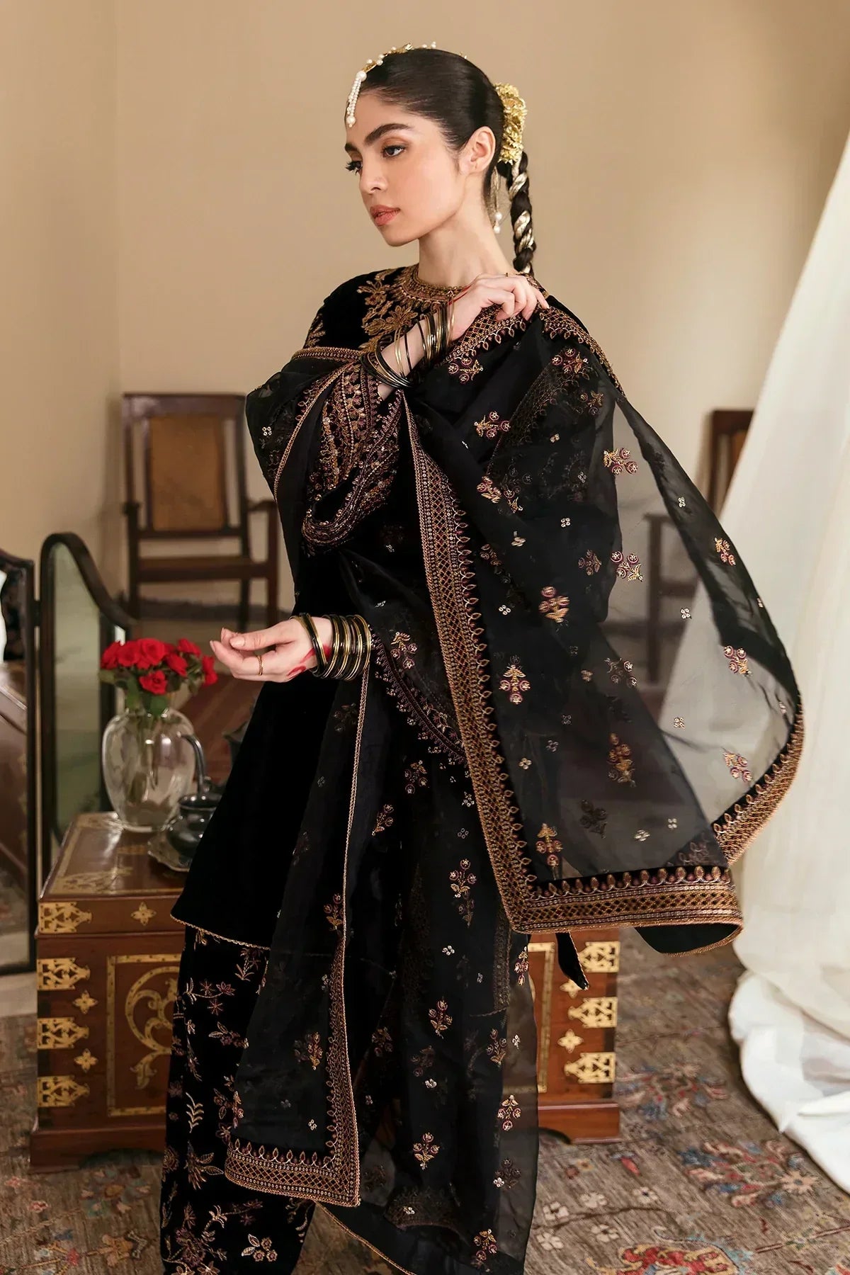 3 Piece Stitched - Embroidered Velvet ZN-10 | Baroque