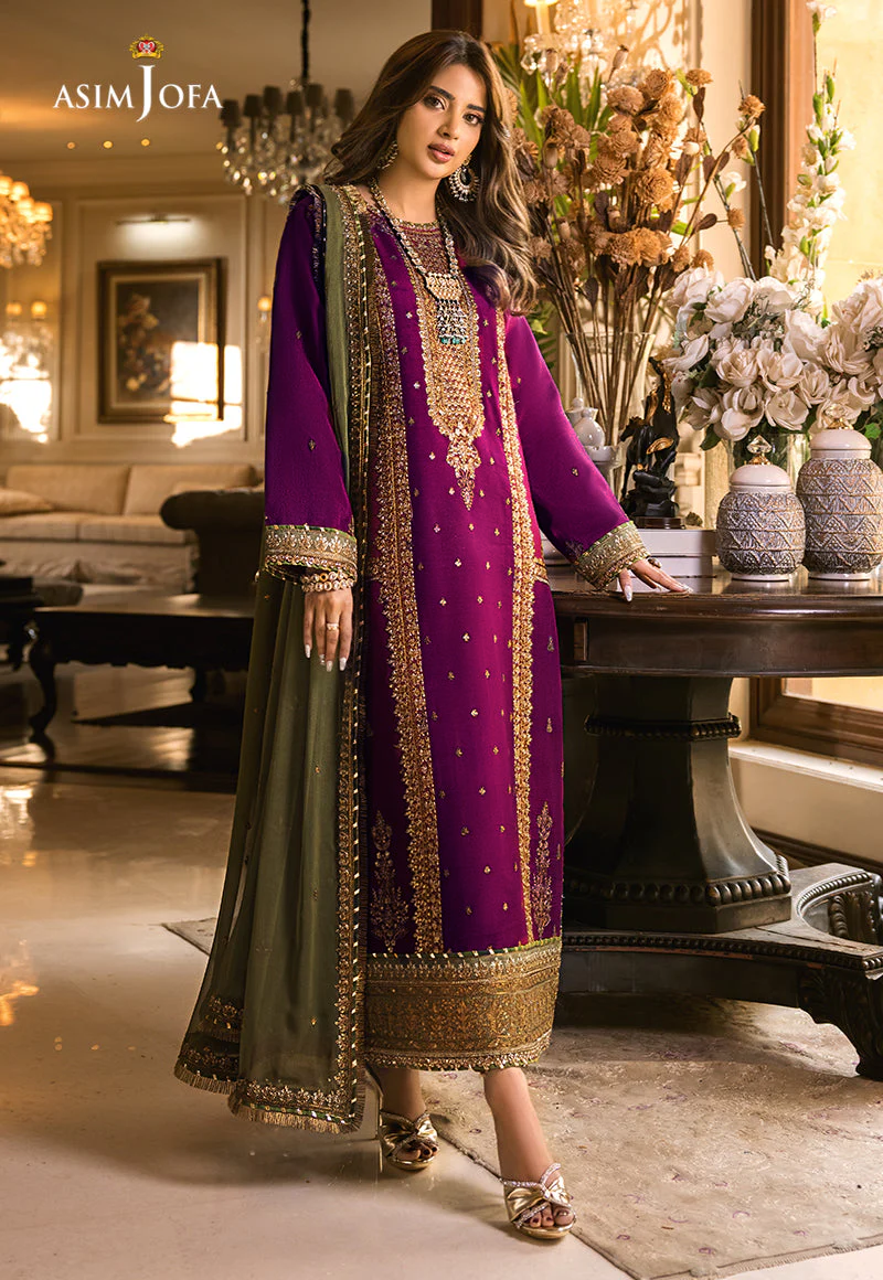 3 Piece Embroidered Chiffon Purple By AsimJofa - UNSTITCHED