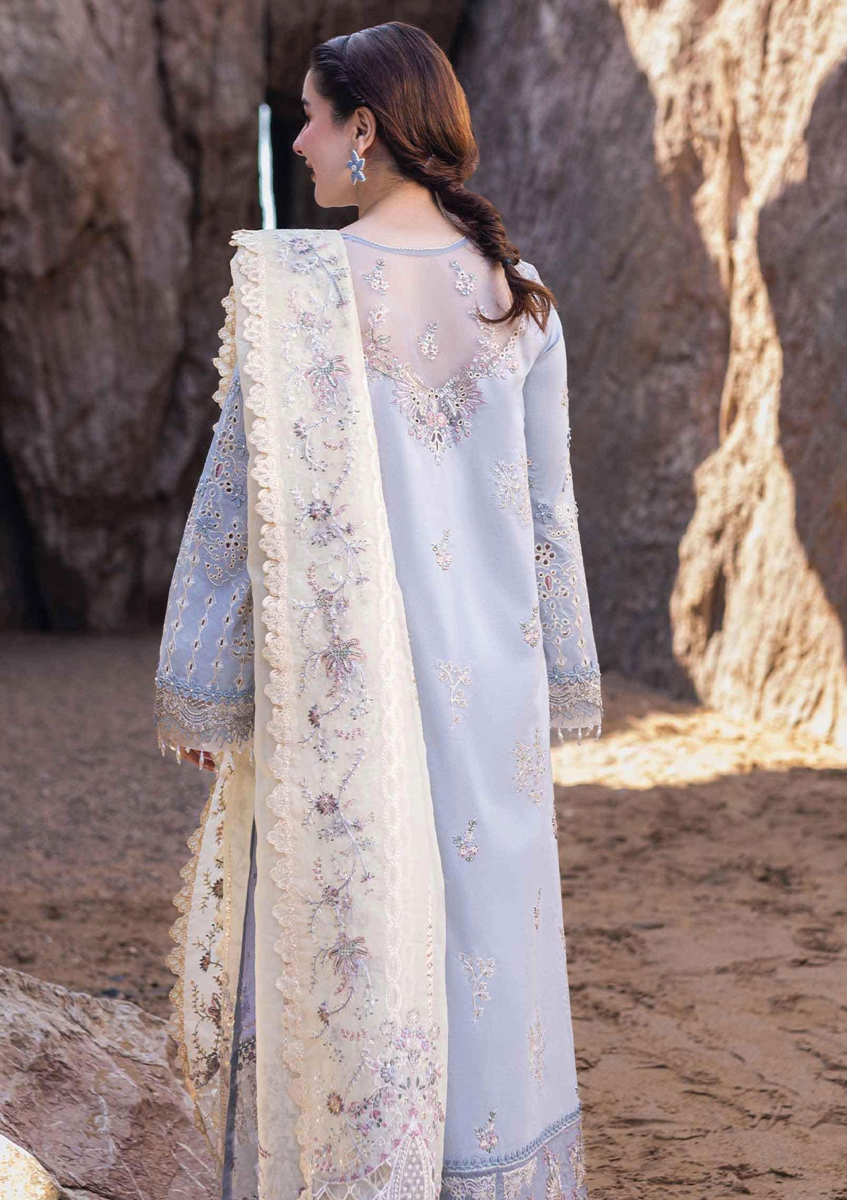 3 Piece Embriodered Chicnkari Lawn By Qalamkar - UNSTITCHED