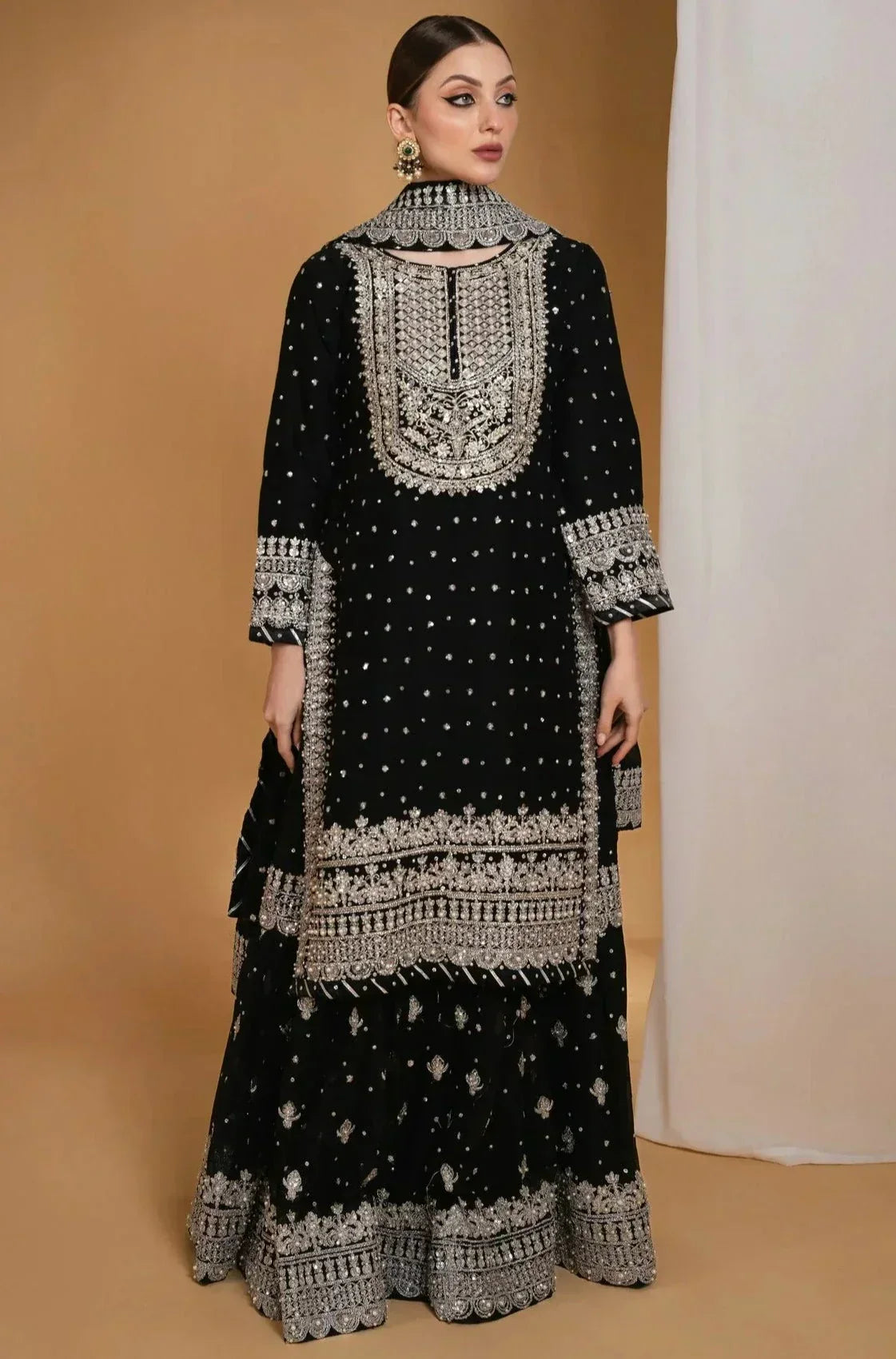 3 Piece Stitched MZD-163 - Chiffon Embroidered LM-2