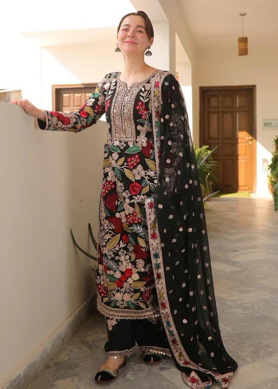 3 Piece Embroidered Chiffon By Haseen MZD-161 - STITCHED
