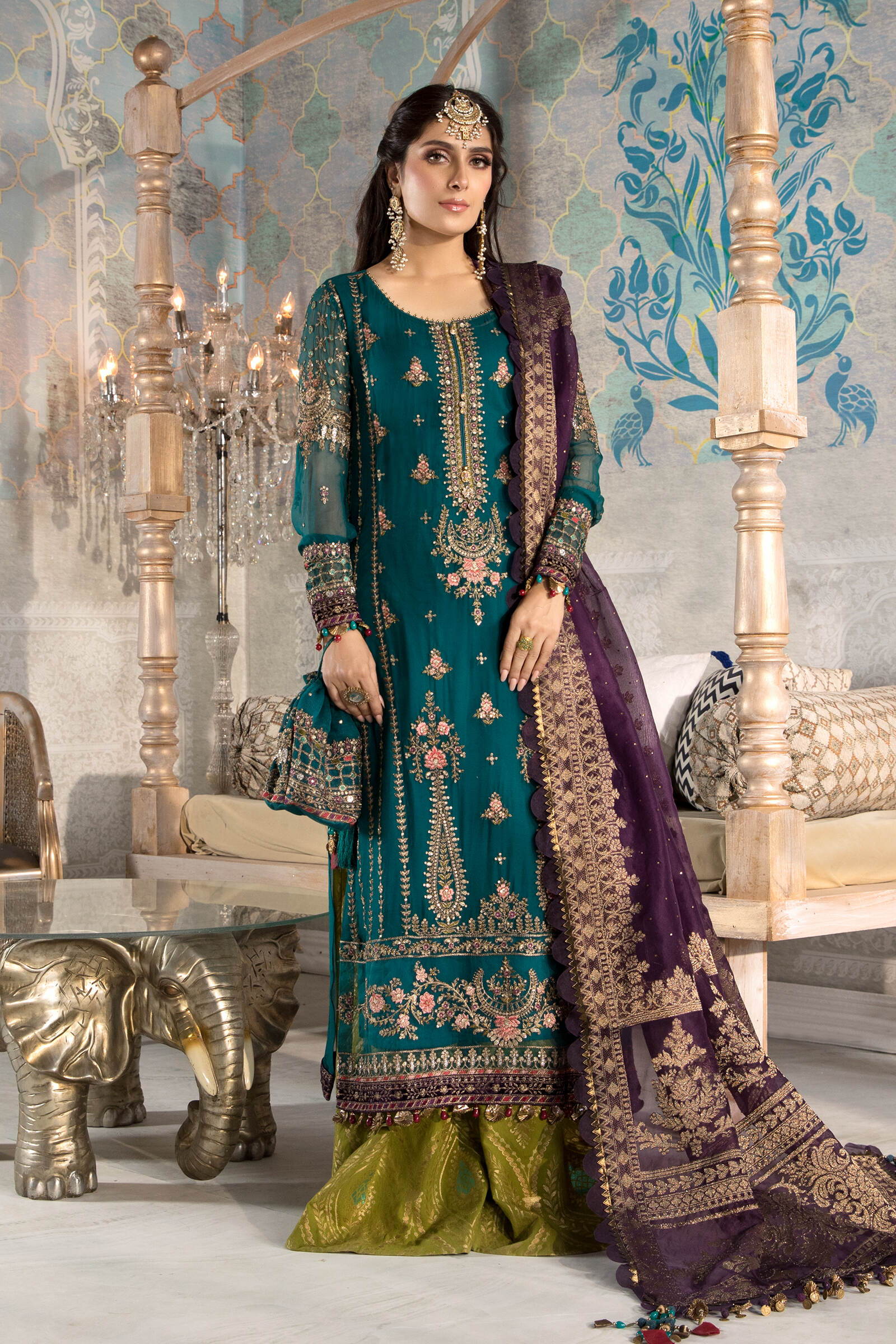 3 Piece Stitched Heavy Embroidered Chiffon ZN-53 | Maria.B