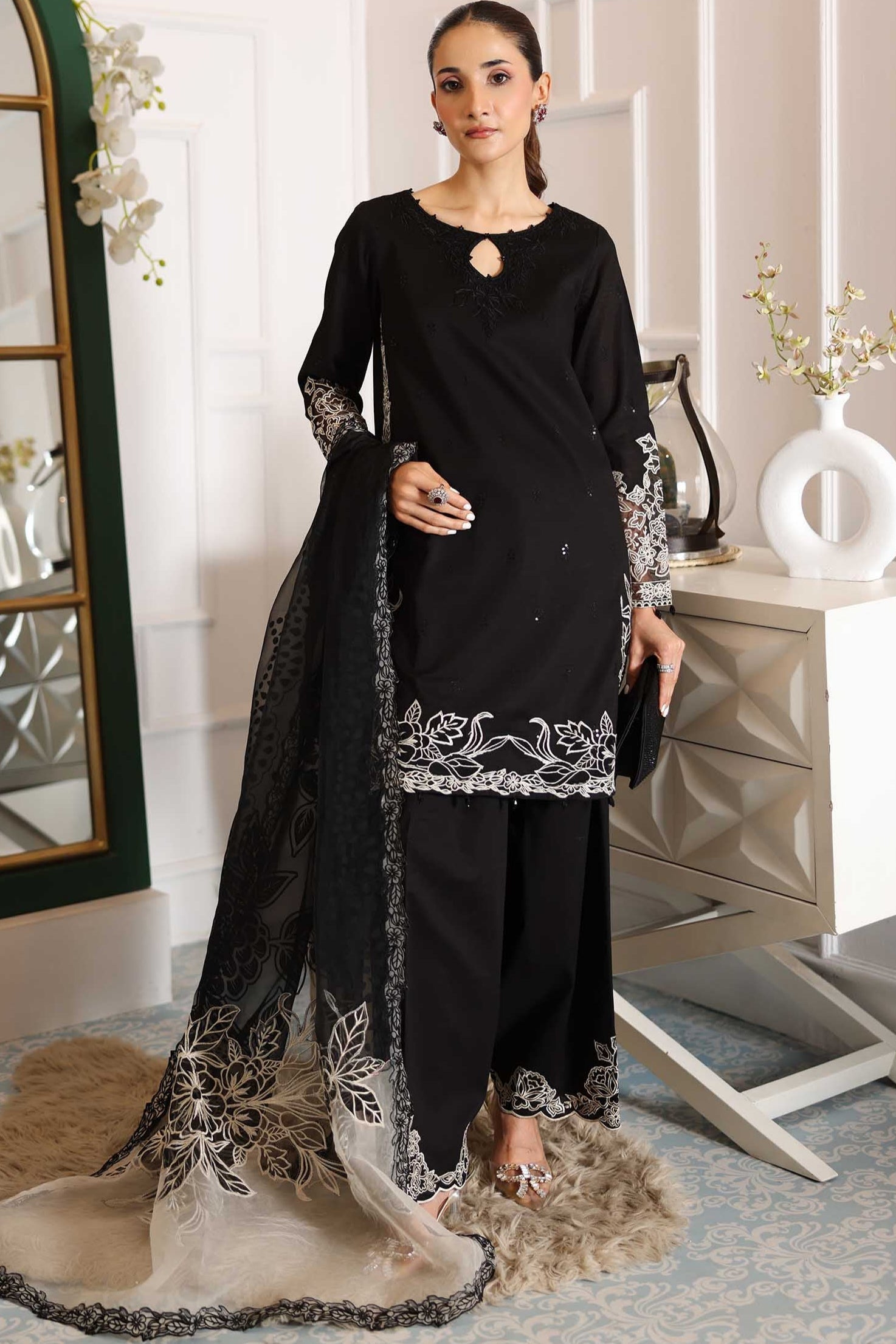 3 Piece Embroidered By Maria.B MZD-58 - STITCHED