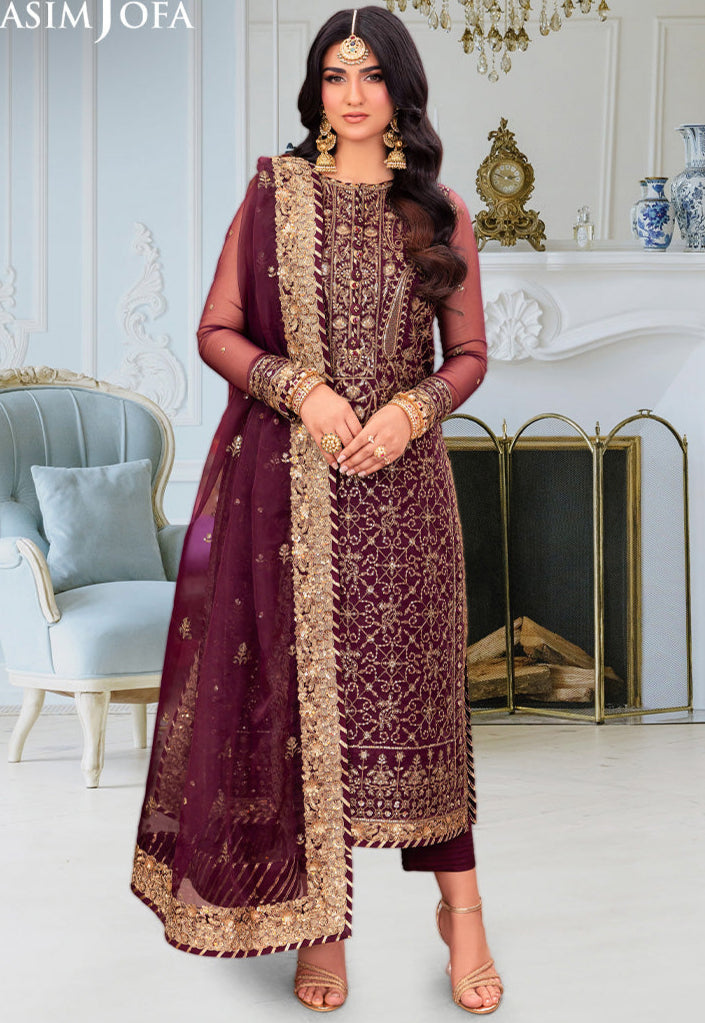 3 Piece Stitched MZD-11 - Luxury Embroidered Chiffon | AsimJofa