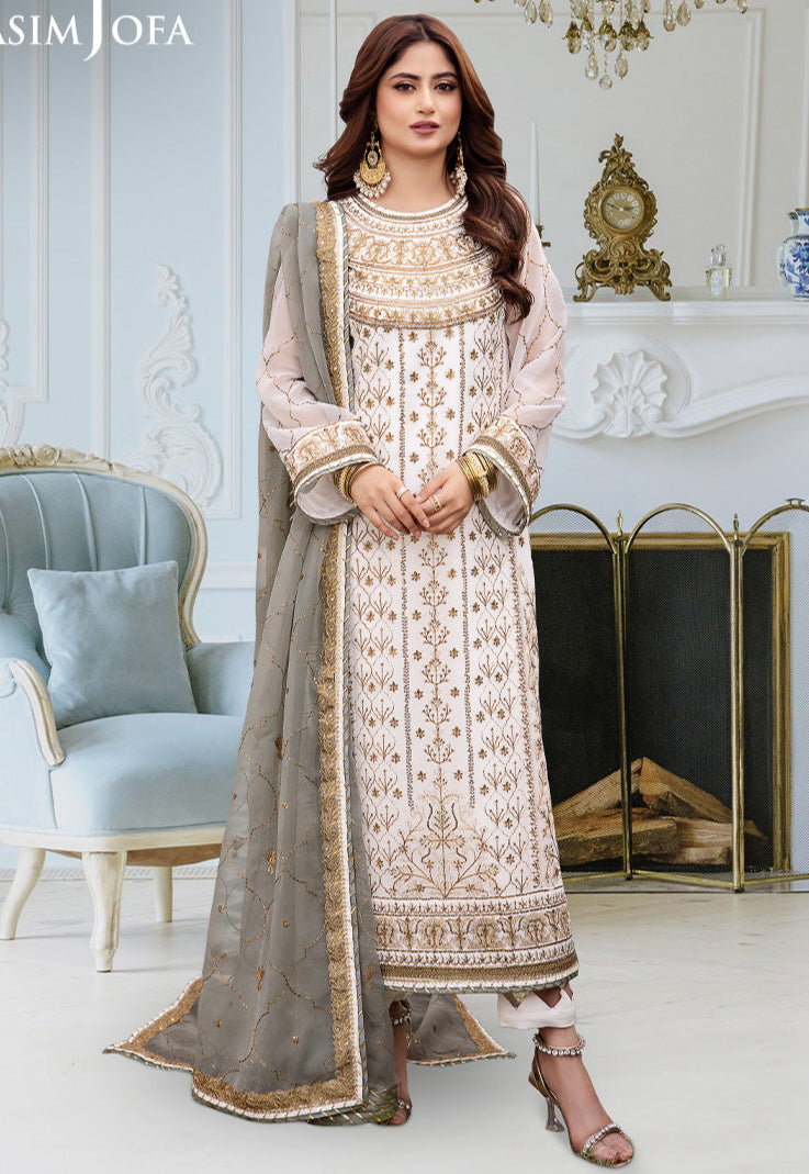 3 Piece Stitched MZD-15 - Luxury Embroidered Chiffon | AsimJofa