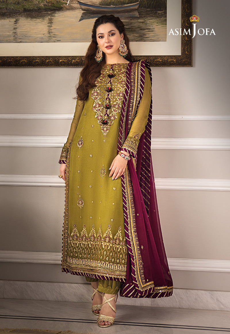 3 Piece Stitched Sequence Embroidered Chiffon LM-5 | AsimJofa (STITCHED)