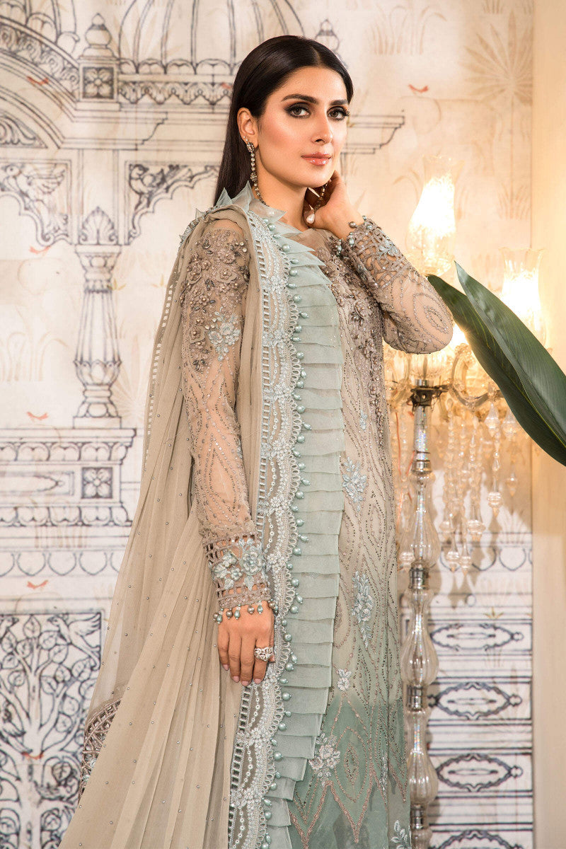 3 Piece Stitched. - Embroidered Pure Chiffon ZN-57 | Maria.B