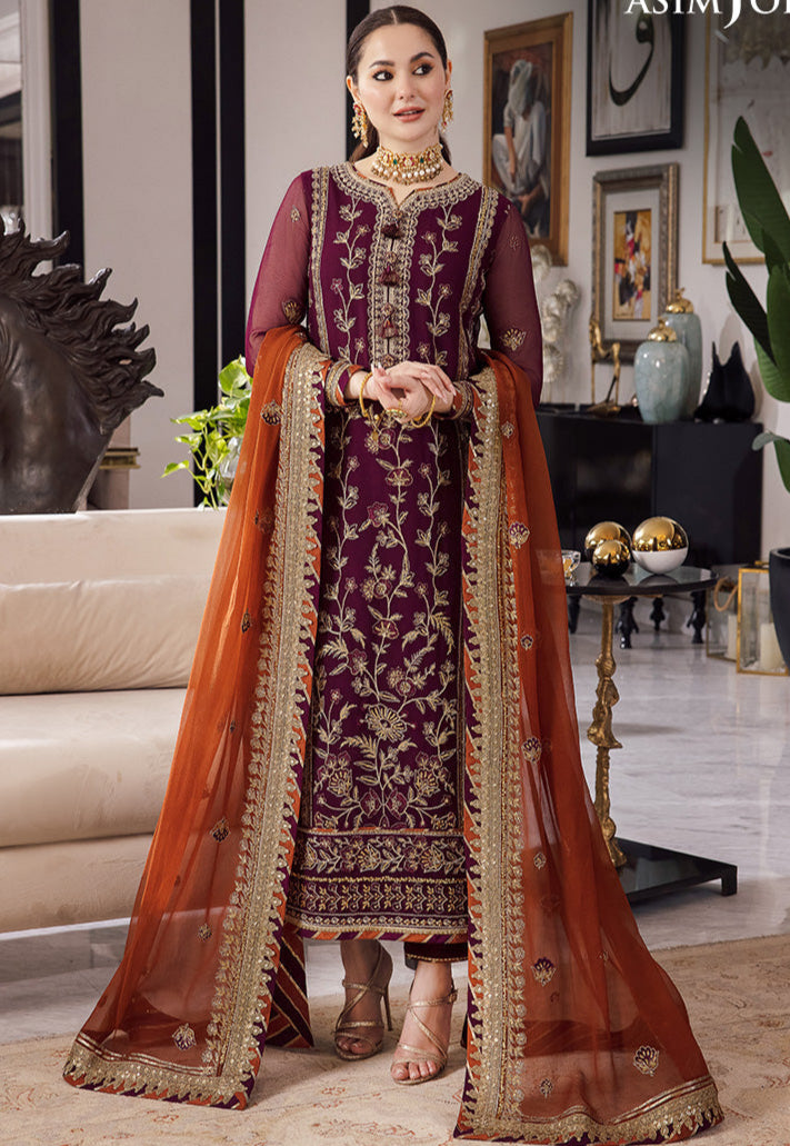 3 Piece Stitched MZD-09 - Luxury Embroidered Chiffon | AsimJofa
