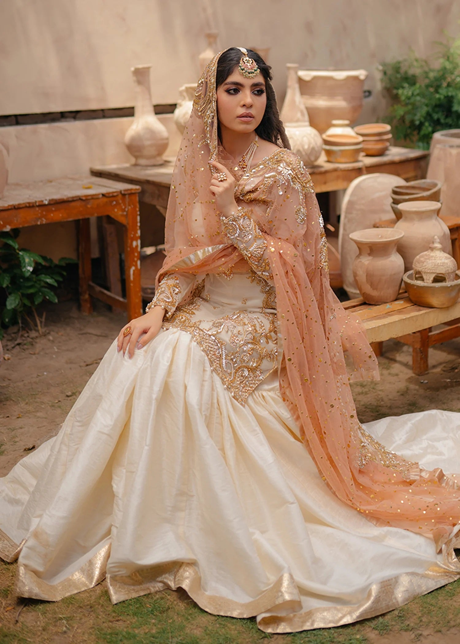White Organza Ghara Sadaf Fawad - 3 Piece Unstitched